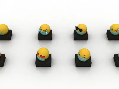 Emoji 3d ad for coronavirus  Low-poly 3D model