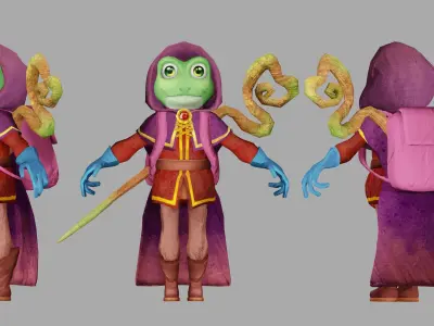 Model of a toad wizard Low-poly 3D model