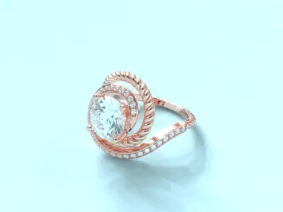 Twisted rope diamond ring - super cute 3D print model