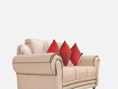 Beige and red leather furniture 3D model