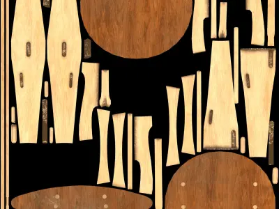 CH wooden chair Low-poly 3D model