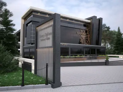 exterior modern building in city 3D model