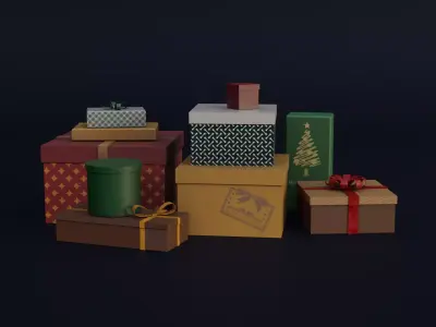 Christmas presents Low-poly 3D model