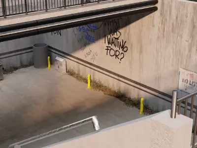 Urban Under Bridge Scene 3D Blend Textured FBX OBJ MTL Files 3D model