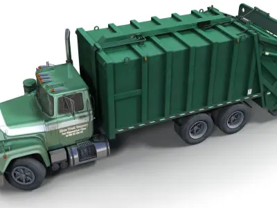 Generic garbage truck Low-poly 3D model