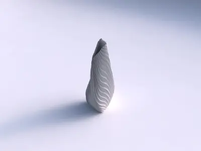 Vase twist puffy tipped triangle with wavy extruded lines 3 3D print model