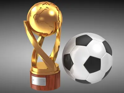 Gold Cup and Soccer Ball Low-poly 3D model