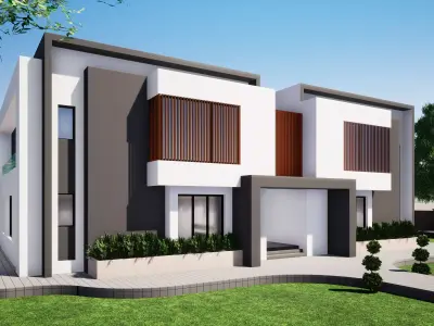 Modern Two Story House 3311 Sqm Complete Architectural Model Low-poly 3D model