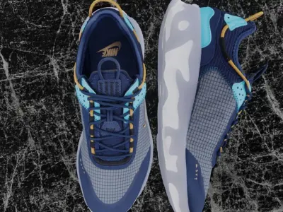 Nike 3D Shoes - White-Blue - N354 Series Low-poly 3D model