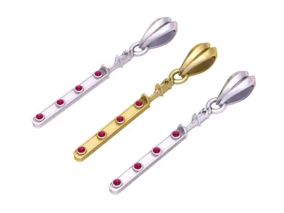 Elegant Linear Gem Bar Pendant  3D Printable  Model 3D print model