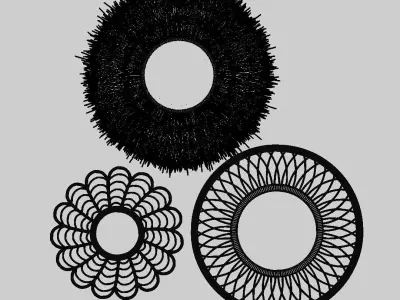 Aesthetic Rattan wood bamboo boho decoration mirror set 3D model