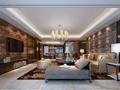 living room Low-poly 3D model