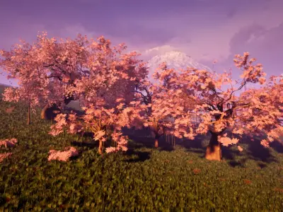 Unreal Engine resources Cherry blossom tree group 3D model