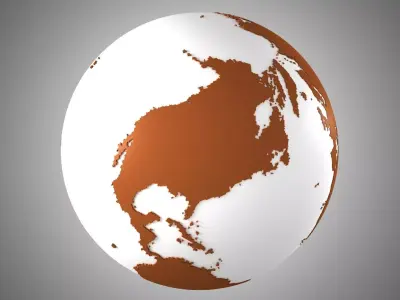 Solid Color Brown White Globe 3D model