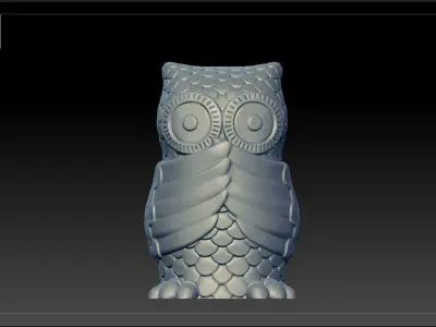 Mystical owl with closed mouth 3D print model