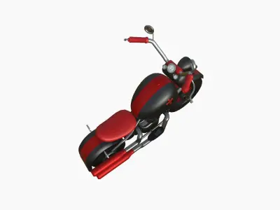 Motorcycle Cartoon A17 Black Red - Custom Vehicle Design Low-poly 3D model