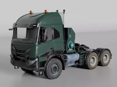 Low-Poly Semi-Truck Tractor Low-poly 3D model