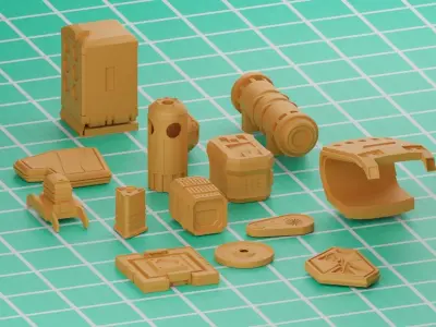 sci fi Pieces   Low-poly 3D model