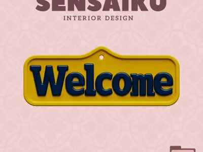 Welcome Door Sign 3D Print File for DIY Home Decor Sensaiku  3D print model