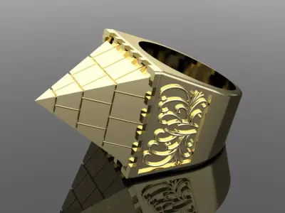 PYRAMID ring gold  3D print model