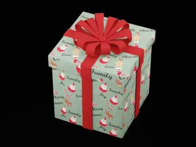 Christmas Gift Box  Low-poly 3D model