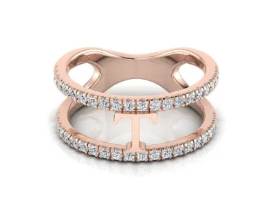 Jewelry Alphabet Ring T 3D print model