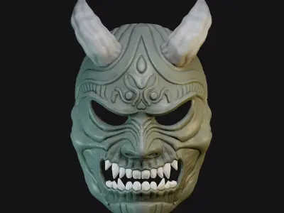 Oni Mask 14 Demon Demon Horn 3D print model