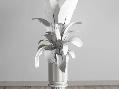 Indoor plant 80 pot plant concrete vase 3D model