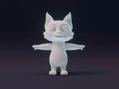 Cartoon Fox Animated and Rigged Base Mesh 3D Model Low-poly 3D model