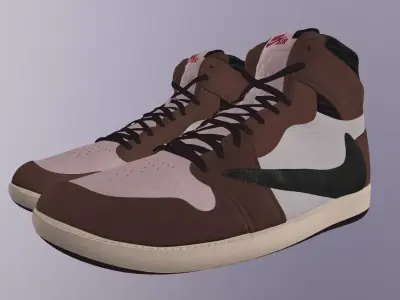 NIKE AIR JORDAN 1 TRAVIS SCOTT CACTUS JACK SHOES PBR Low-poly 3D model