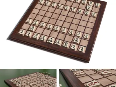 luxury laminated Shogi board Low-poly 3D model