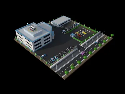 police station Low-poly 3D model