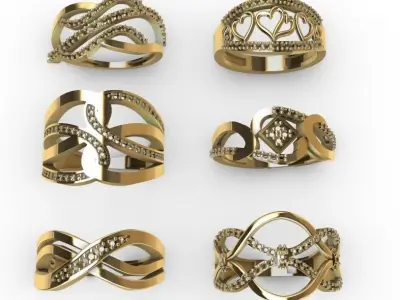 6 units Ring Woman Lady Anillo dama  3D print model