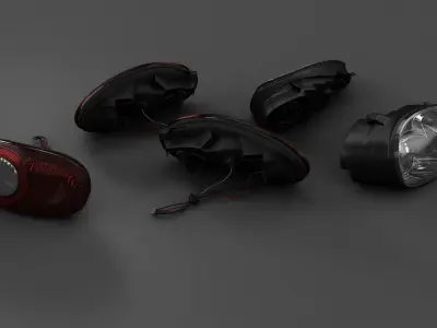 Car Head and Taillights Low-poly 3D model