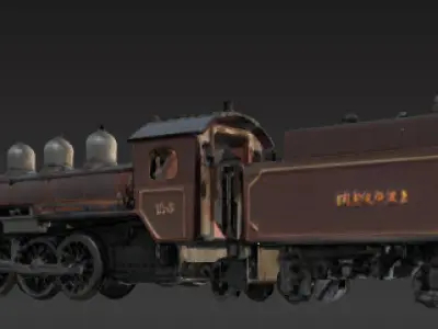 vintage locomotion vehicle  train steam engine 3D model
