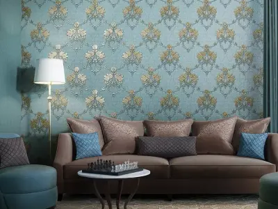 Teal   Antique Gold Bouquet Wallpaper  Texture