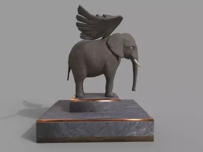 Elephant Statue Low Poly 3d Model Low-poly 3D model