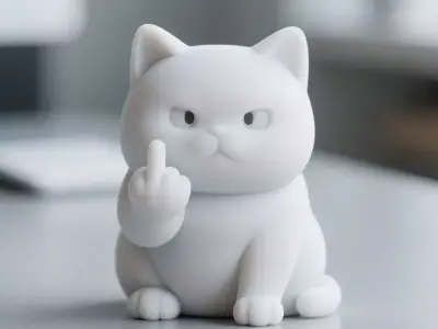 Serious cat middle finger 3D print model