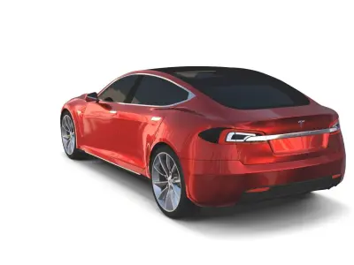 Tesla Model S 2016 Red with Chassis 3D model