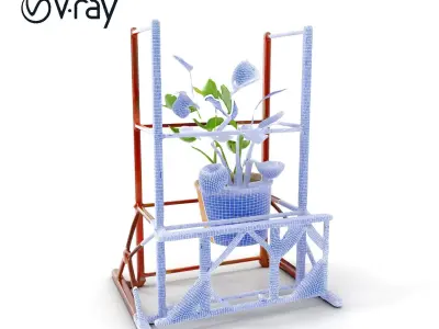Rustic Iron Plant Stand model pack Low-poly 3D model