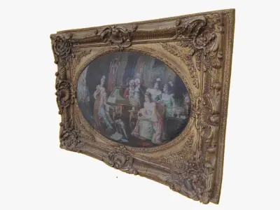 3D Scan Old Painting with classic gold frame 2 Low-poly 3D model