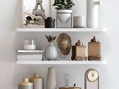 Decorative set eiffel tower shelf 3D model