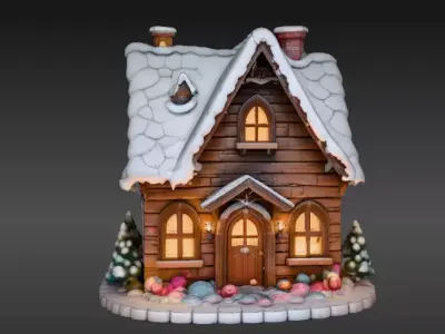 Cozy Winter Village House 3D Model Two Model Pack  3D model