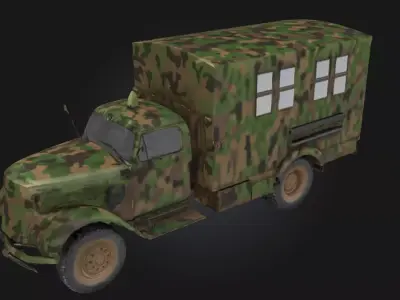 Camouflage Transporter  Concealed Military Vehicle Model 3D model