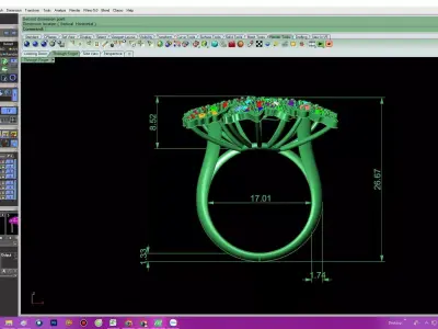 Luxury Maple Leaf Emerald Pave Ring for Women 105a 3D print model