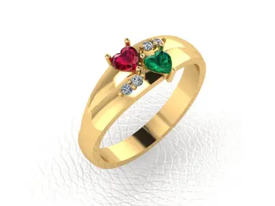 Ring 2 Hearts Free 3D print model