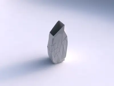 Vase bent rectangle with partial random triangle plates 3D print model