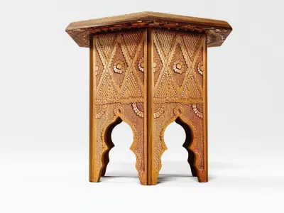 Oriental Living Room Chair-Stool  3D model