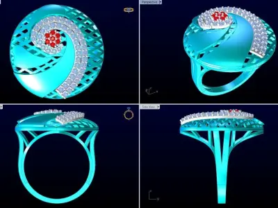  Mesh flower ring - Italian rings - Womens Rings - N6349 3D print model