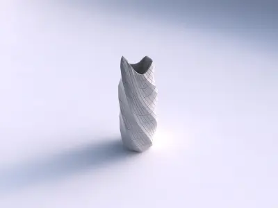Vase twisted double arc hexagon with grid plates 3D print model